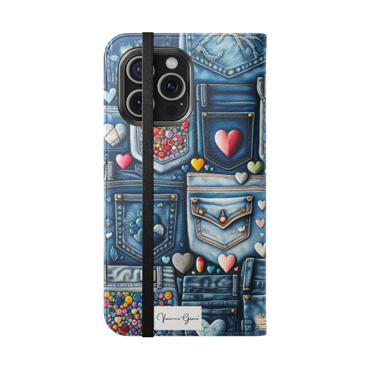 IPhone - Flip Case - BLUE JEANS - Vivienne Grace