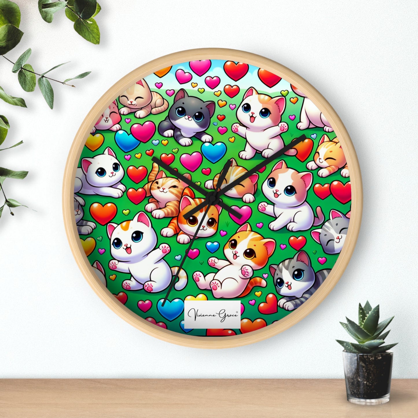 Wall Clock - BRIGHT KITTENS - Vivienne Grace