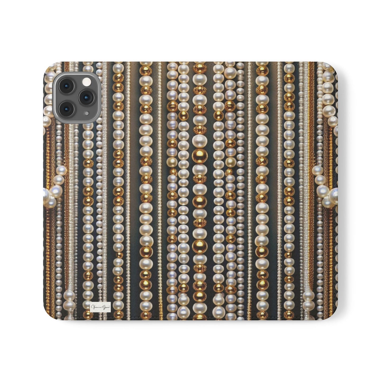 IPhone - Flip Case - PEARLS & GOLD - Vivienne Grace