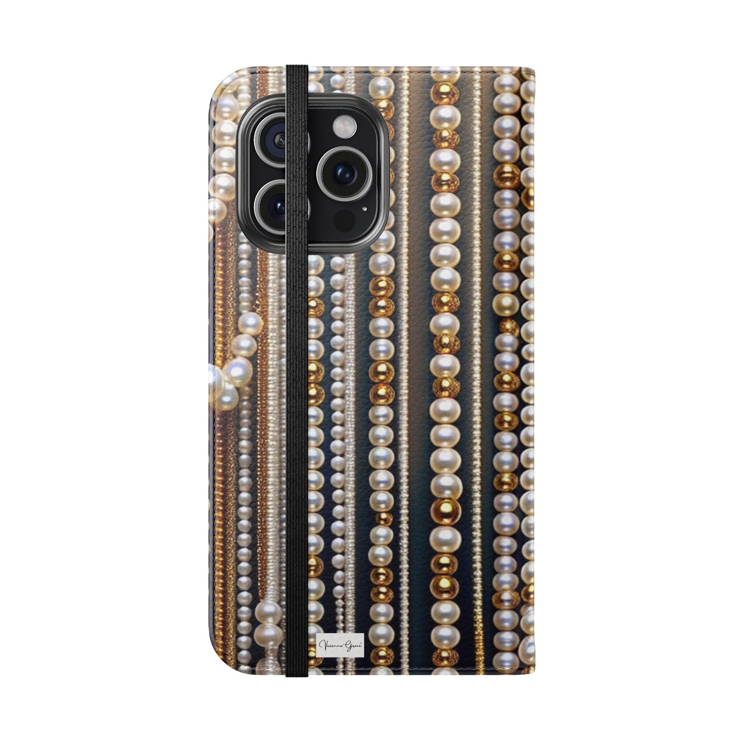 IPhone - Flip Case - PEARLS & GOLD - Vivienne Grace
