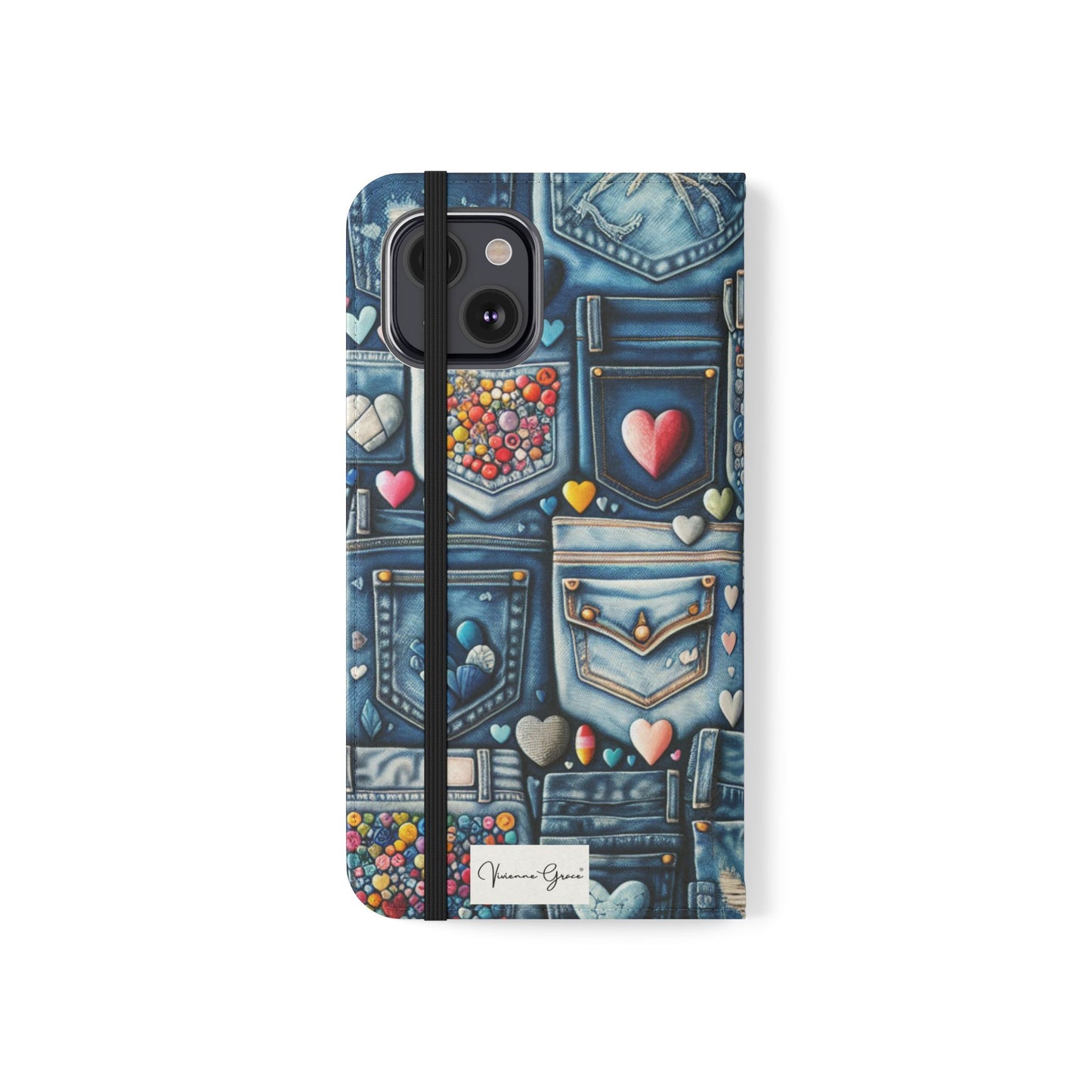 IPhone - Flip Case - BLUE JEANS - Vivienne Grace