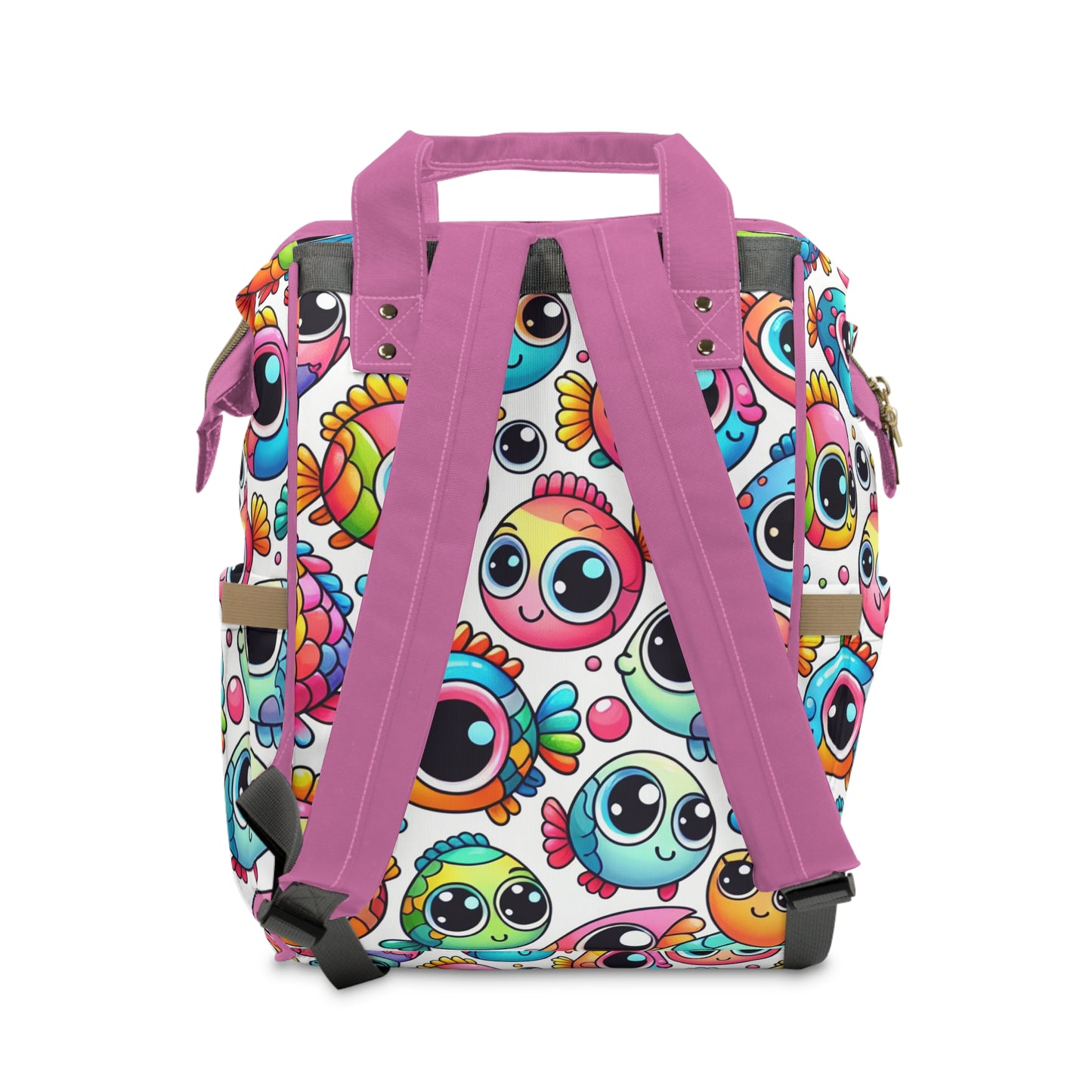 Multifunctional Diaper Backpack - BIG FISHIES (pink) - Vivienne Grace