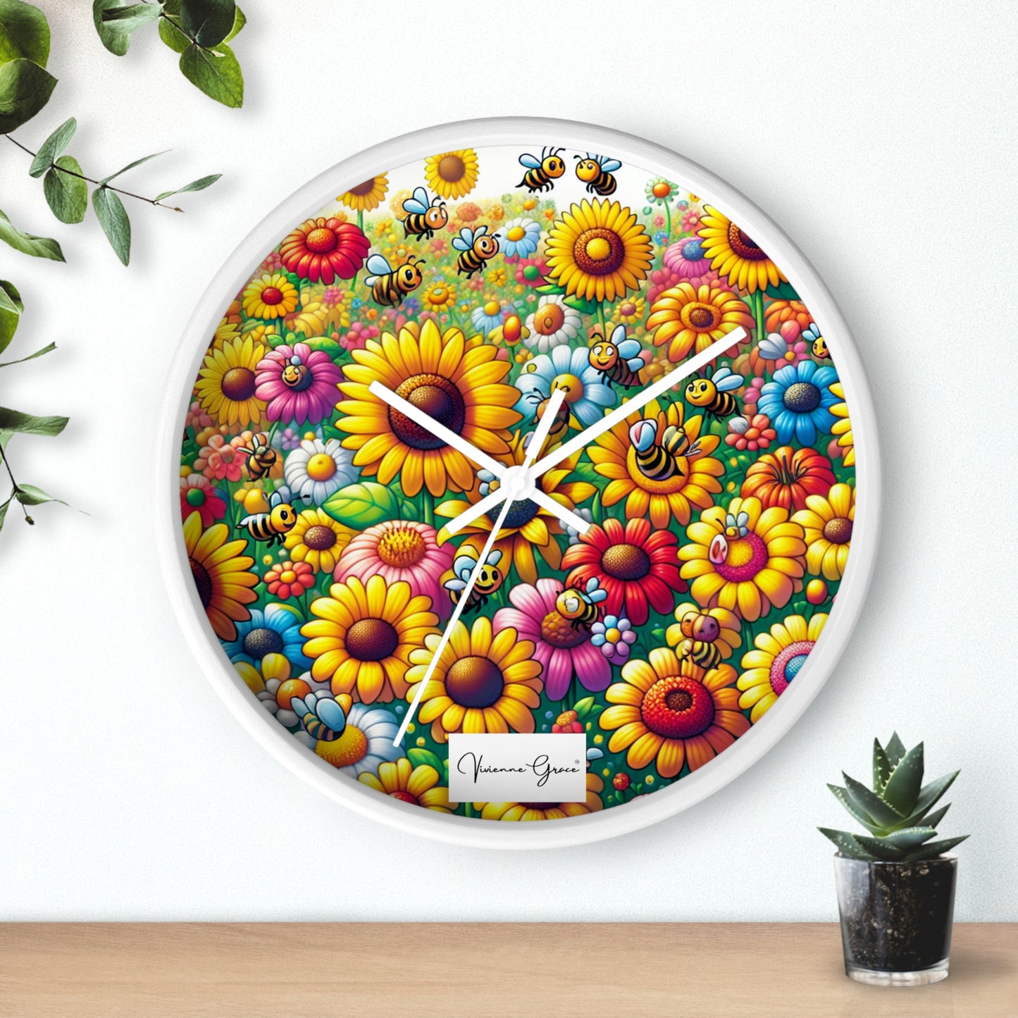 Wall Clock - SUNFLOWERS/BEES