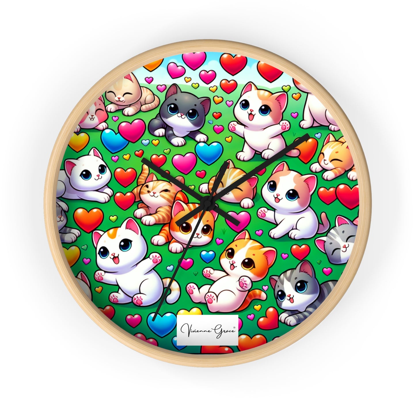 Wall Clock - BRIGHT KITTENS - Vivienne Grace