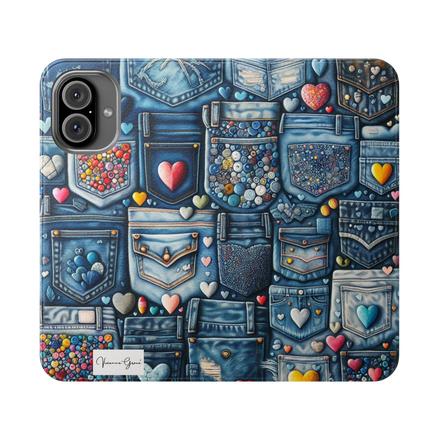 IPhone - Flip Case - BLUE JEANS - Vivienne Grace