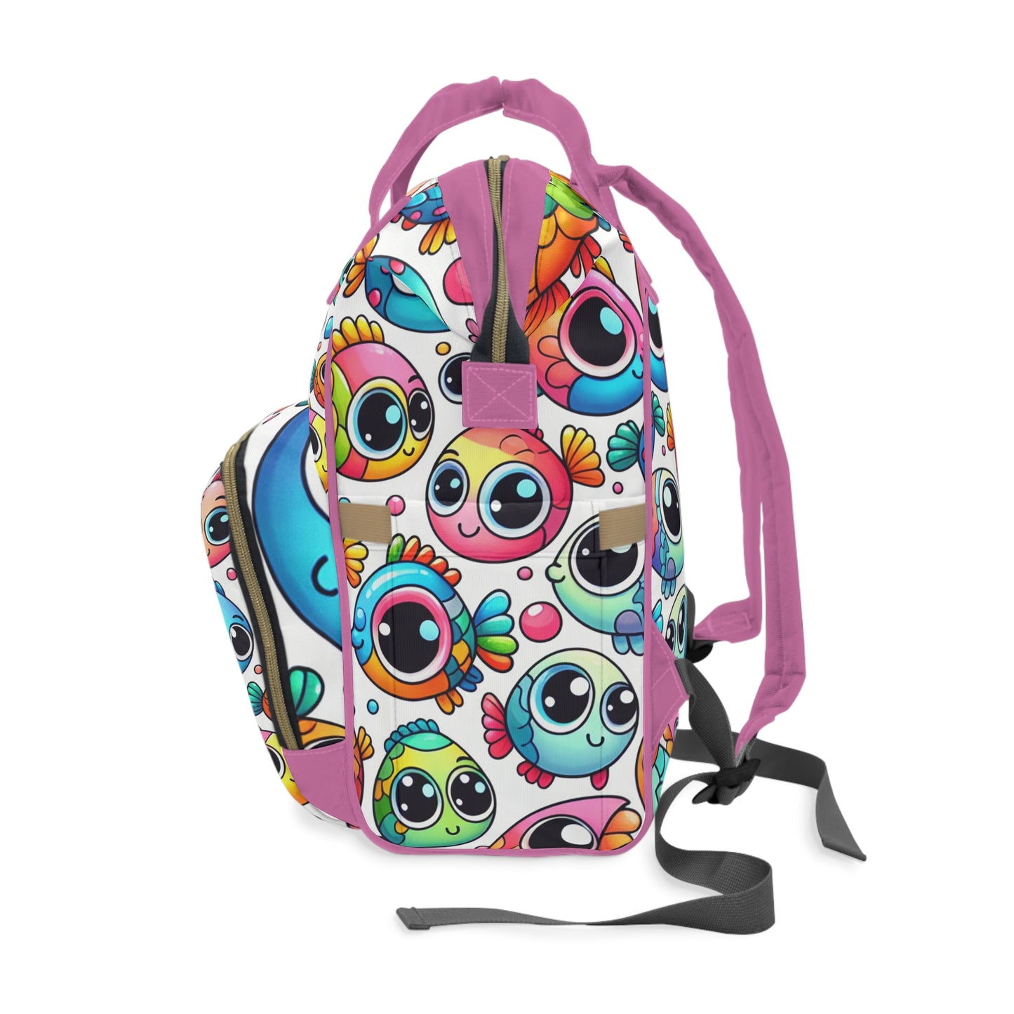 Multifunctional Diaper Backpack - BIG FISHIES (pink) - Vivienne Grace