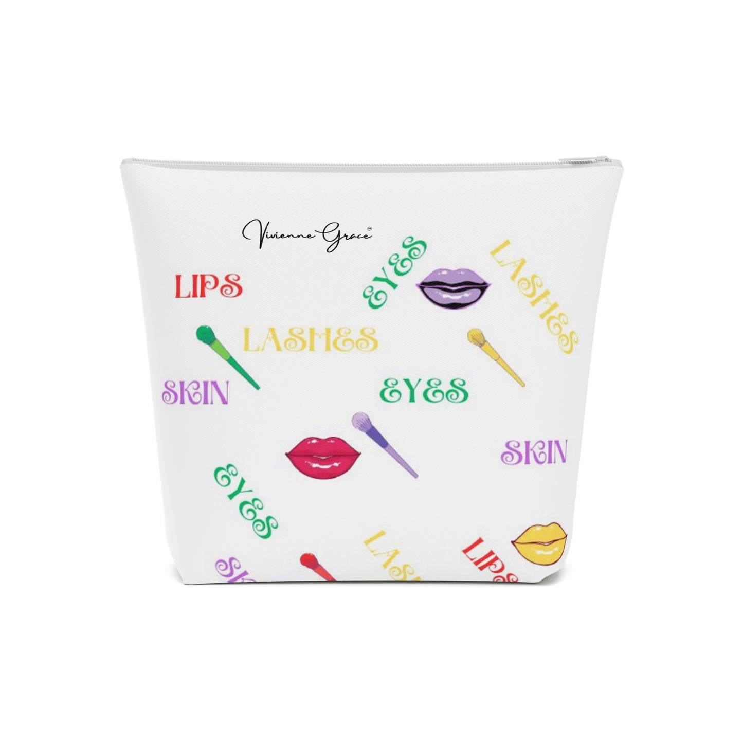 Cotton Cosmetic Bag - FUN (white) - Vivienne Grace