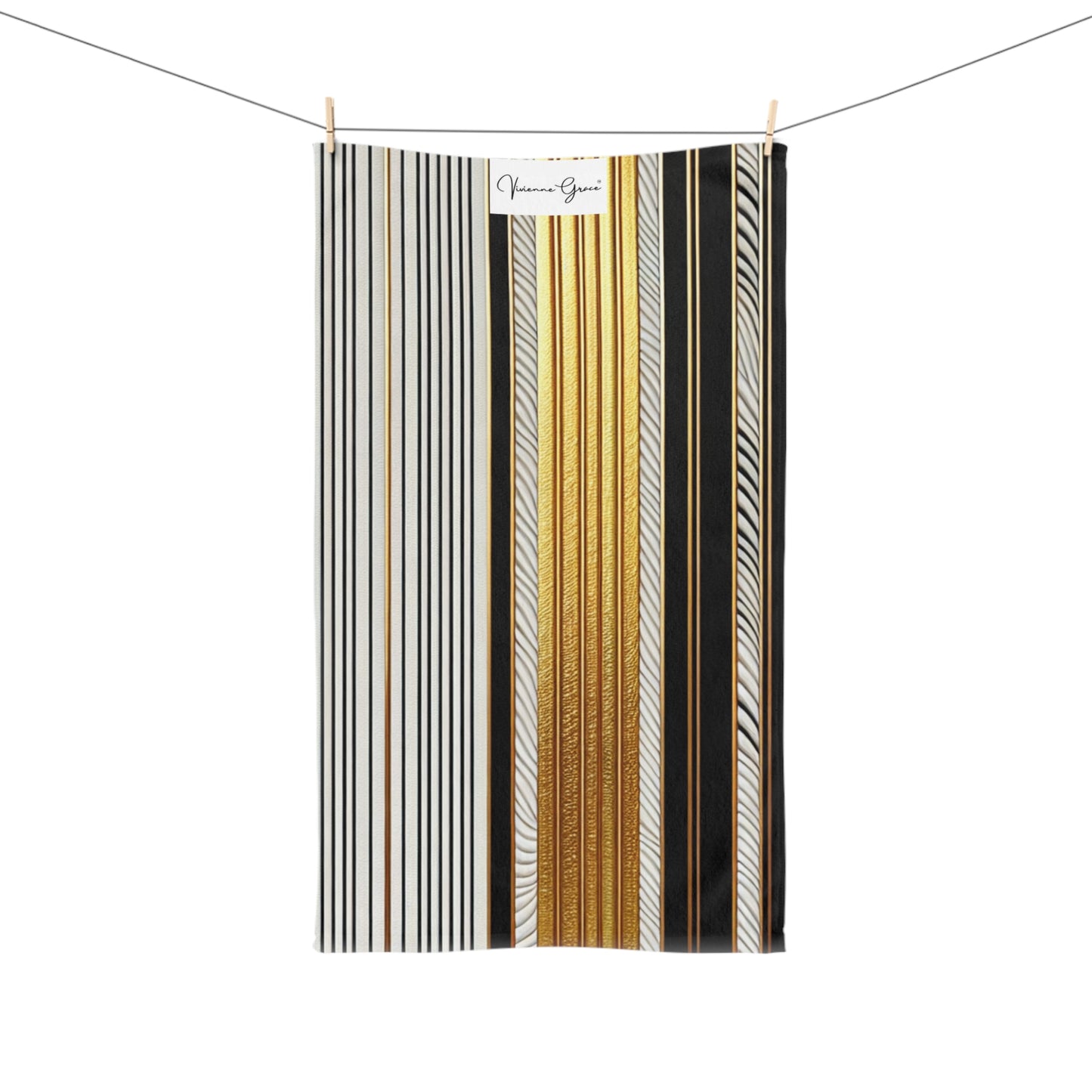 Chic Hand Towel - BLACK/GOLD - Vivienne Grace