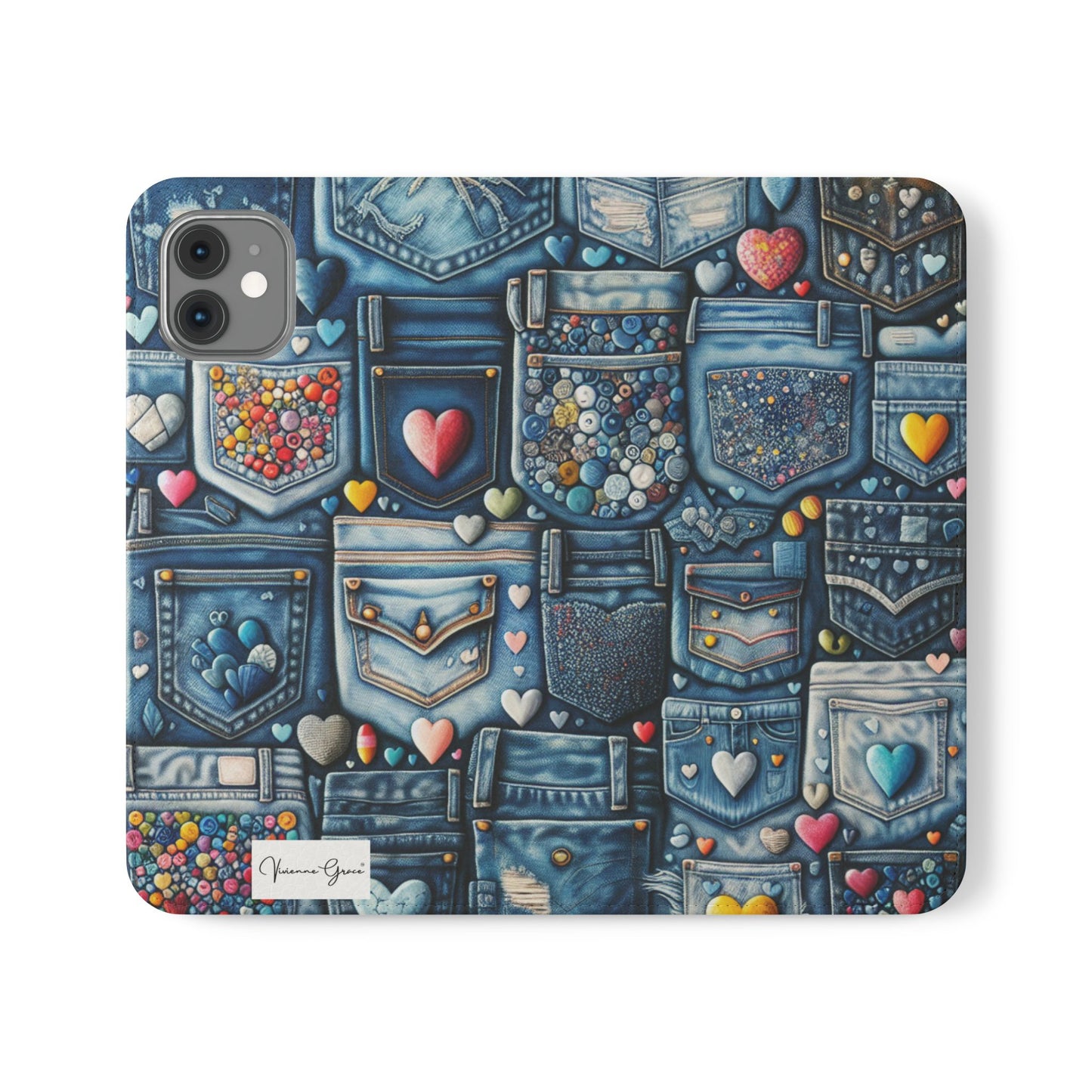 IPhone - Flip Case - BLUE JEANS - Vivienne Grace