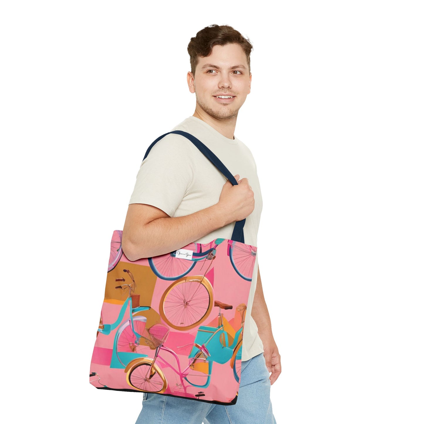 Tote Bag - Pink/Gold Bicycles - Vivienne Grace
