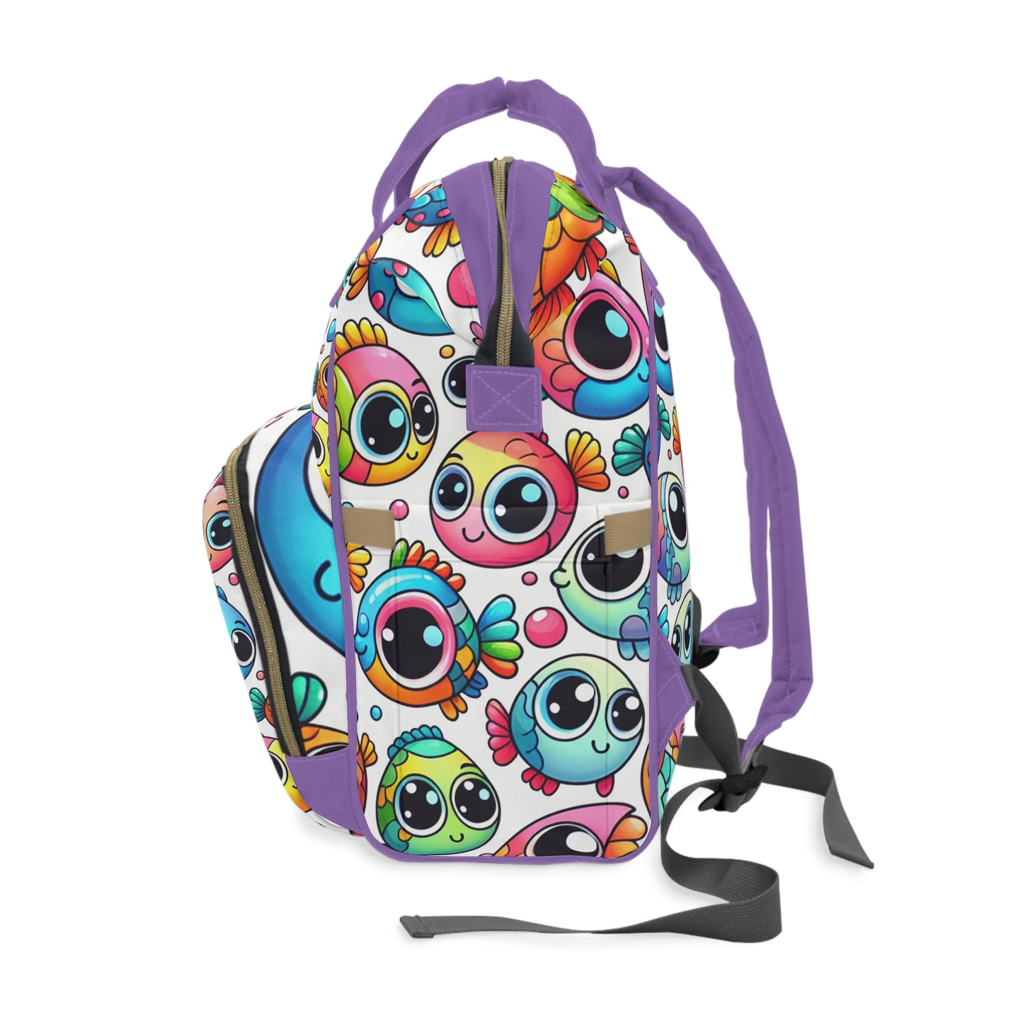 Multifunctional Diaper Backpack - BIG FISHIES (purple) - Vivienne Grace