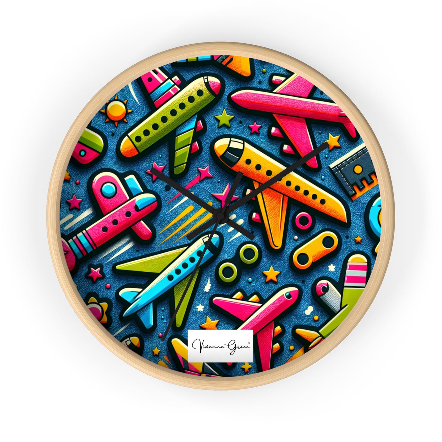 Wall Clock - AIRPLANES - Vivienne Grace