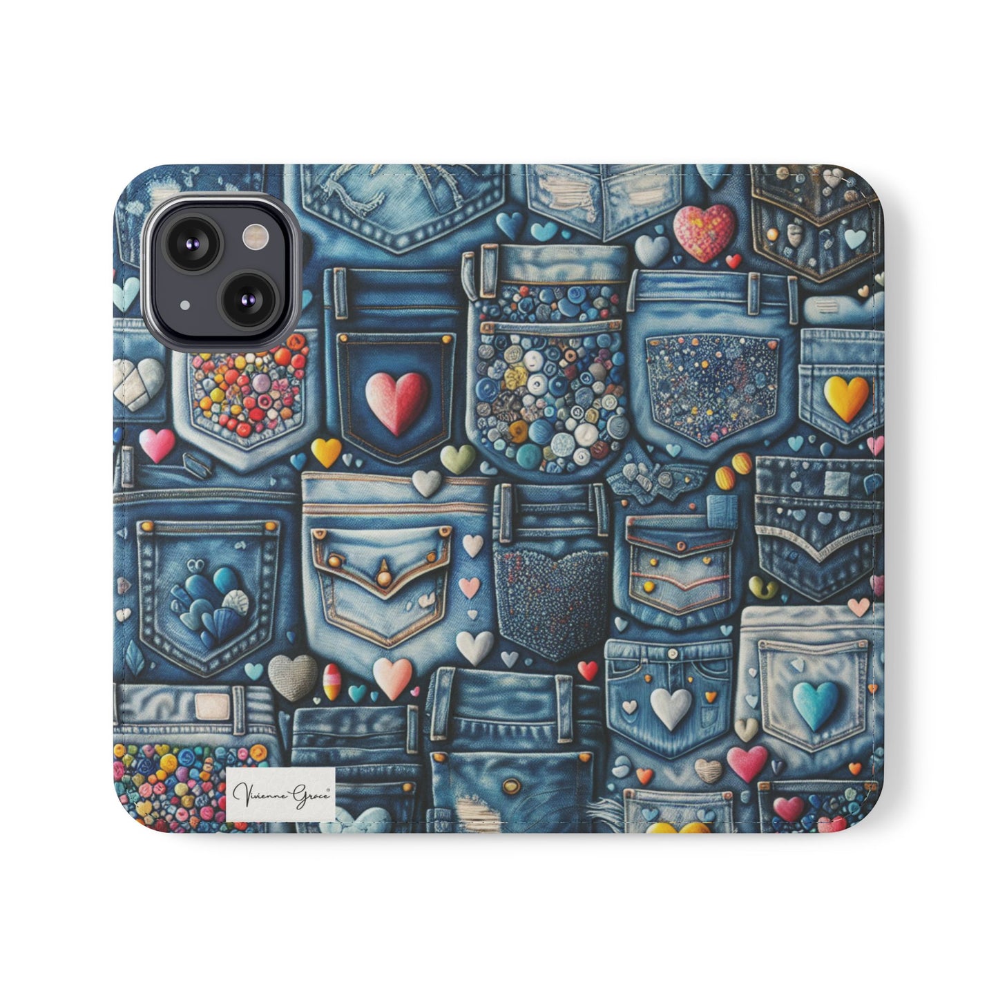 IPhone - Flip Case - BLUE JEANS - Vivienne Grace