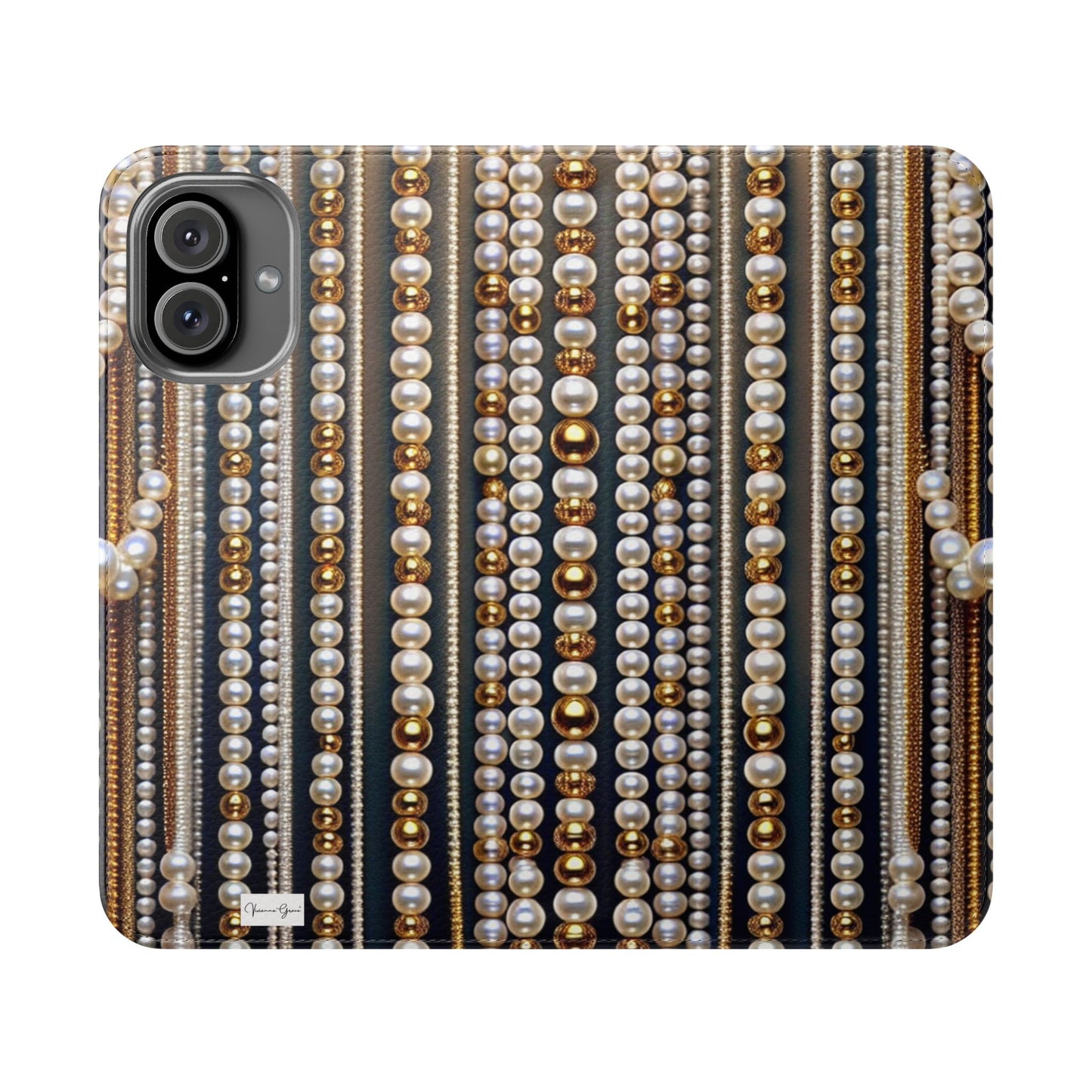 IPhone - Flip Case - PEARLS & GOLD - Vivienne Grace