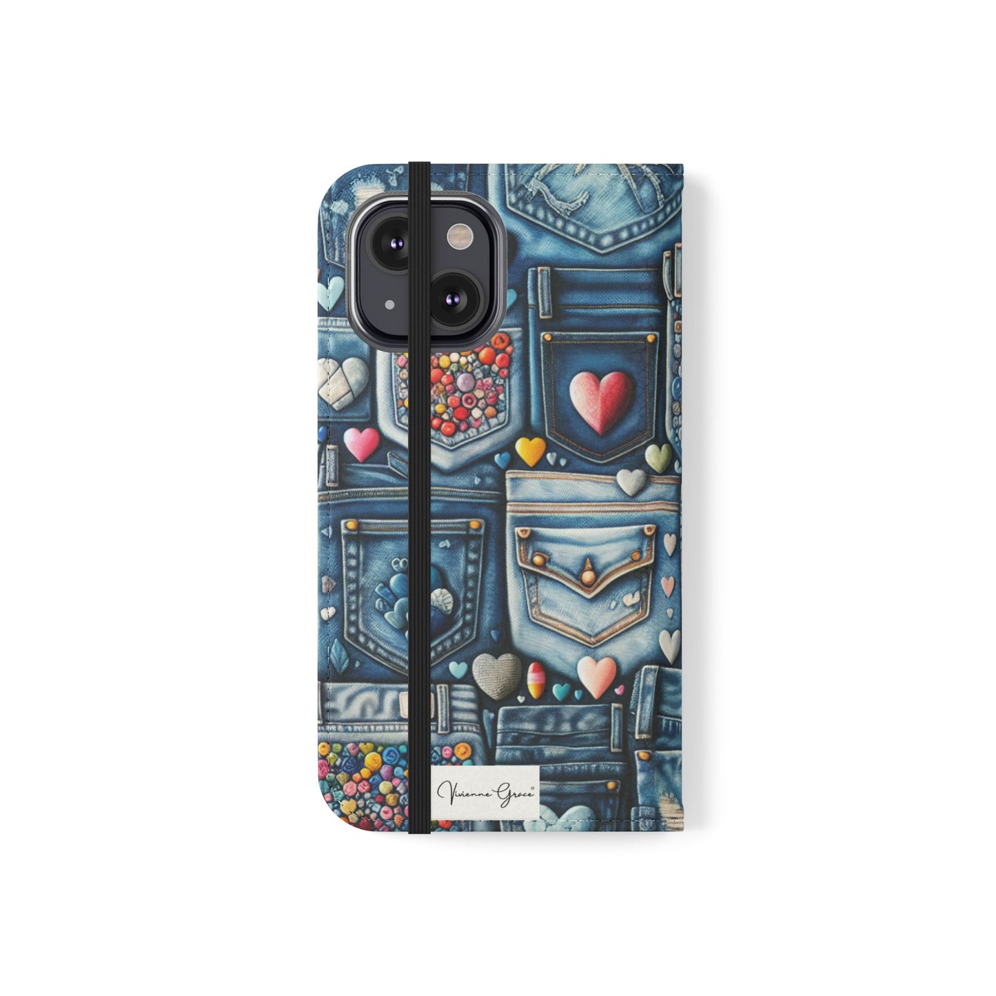 IPhone - Flip Case - BLUE JEANS - Vivienne Grace