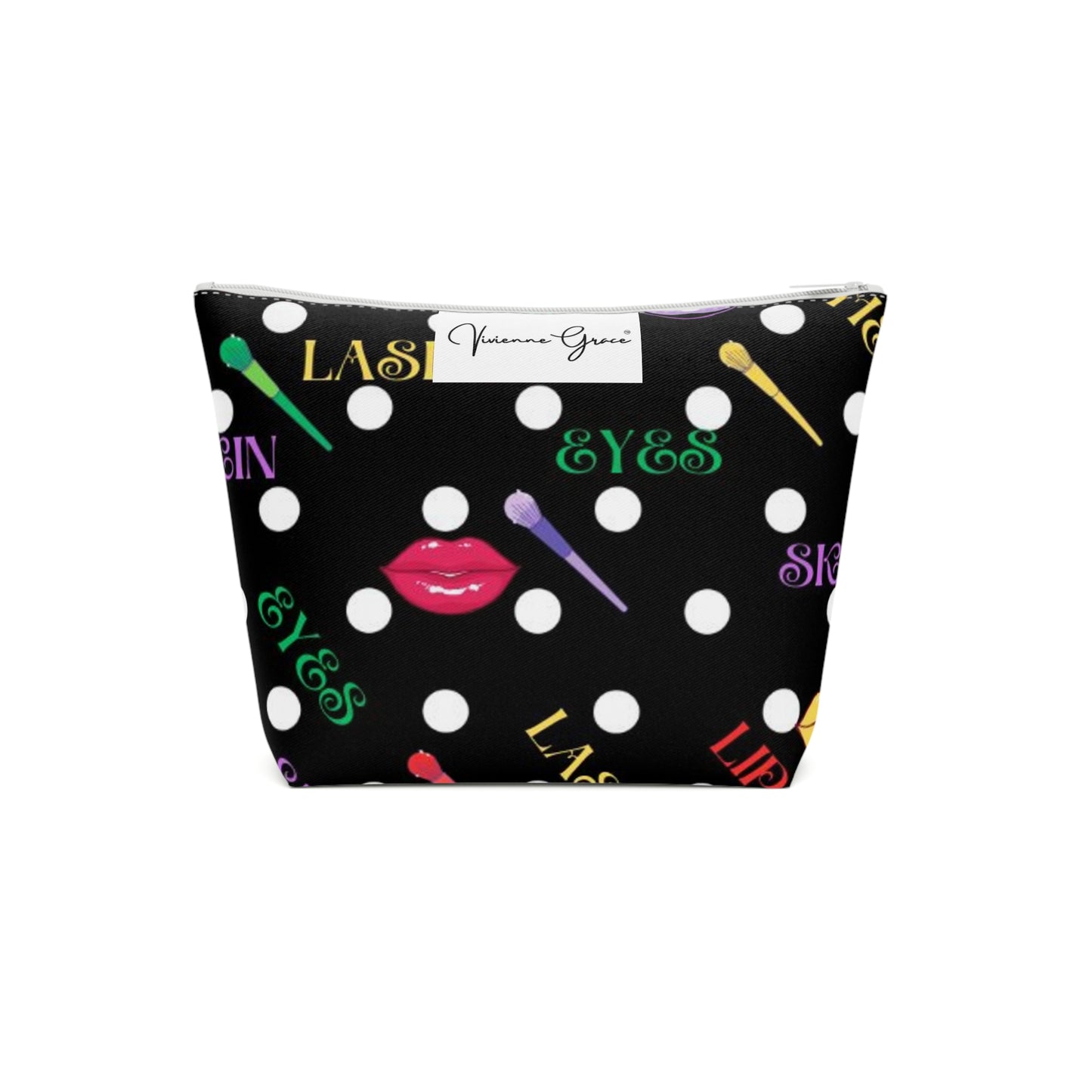 Cotton Cosmetic Bag - FUN (black) - Vivienne Grace