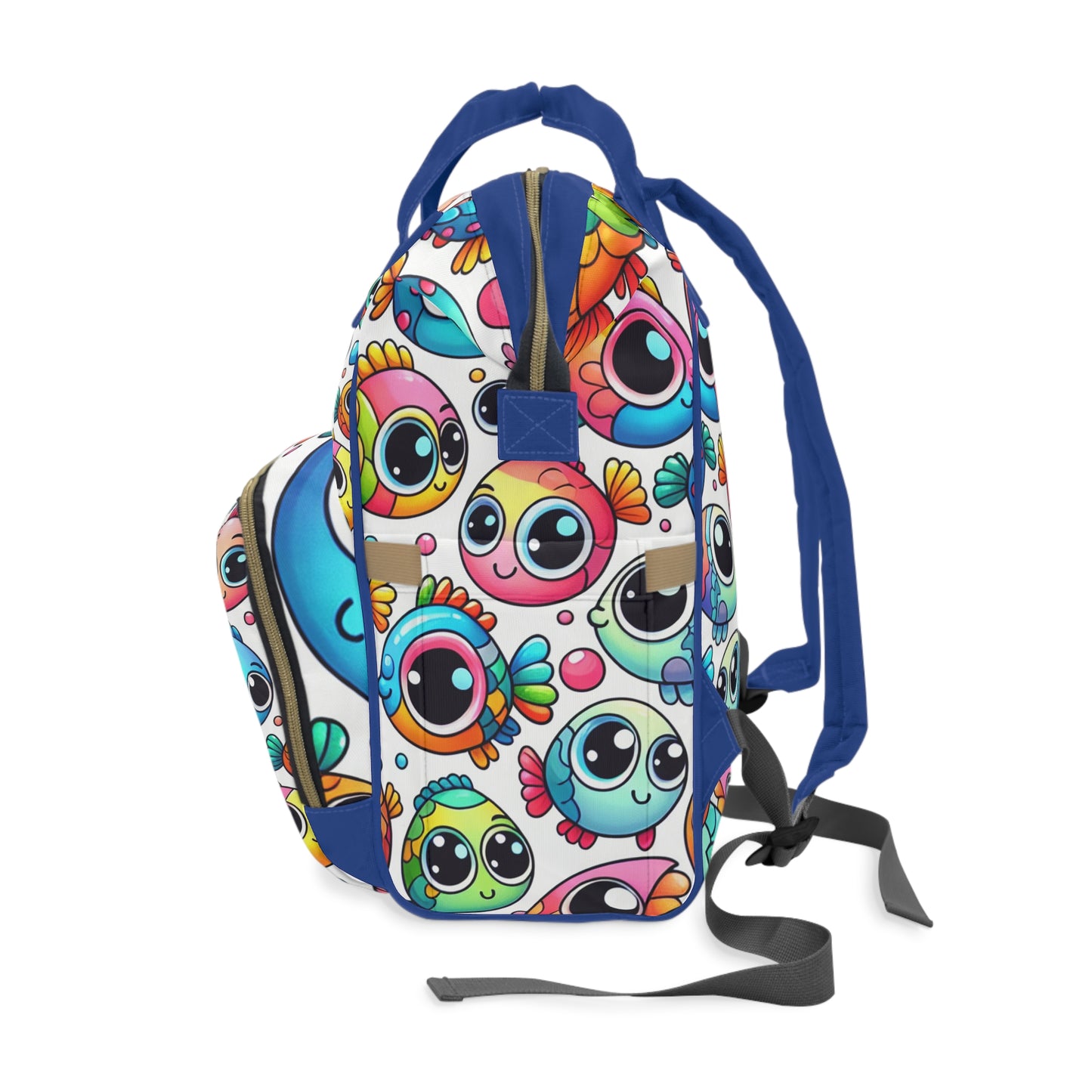 Multifunctional Diaper Backpack - BIG FISHIES (blue) - Vivienne Grace