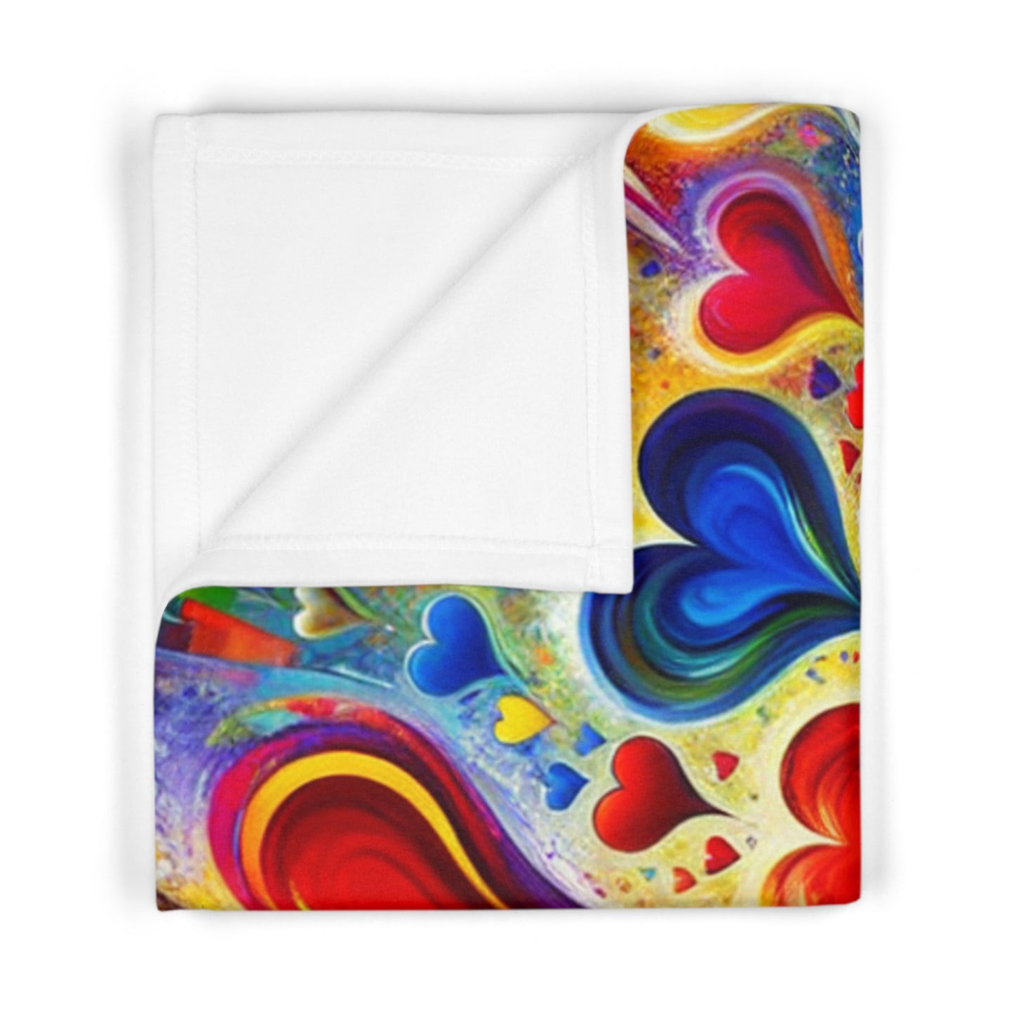 Soft Fleece Baby Blanket - BRIGHT HEARTS - Vivienne Grace