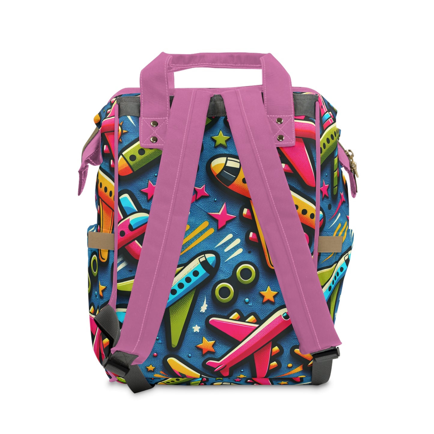 Multifunctional Diaper Backpack - AIRPLANES (Pink) - Vivienne Grace