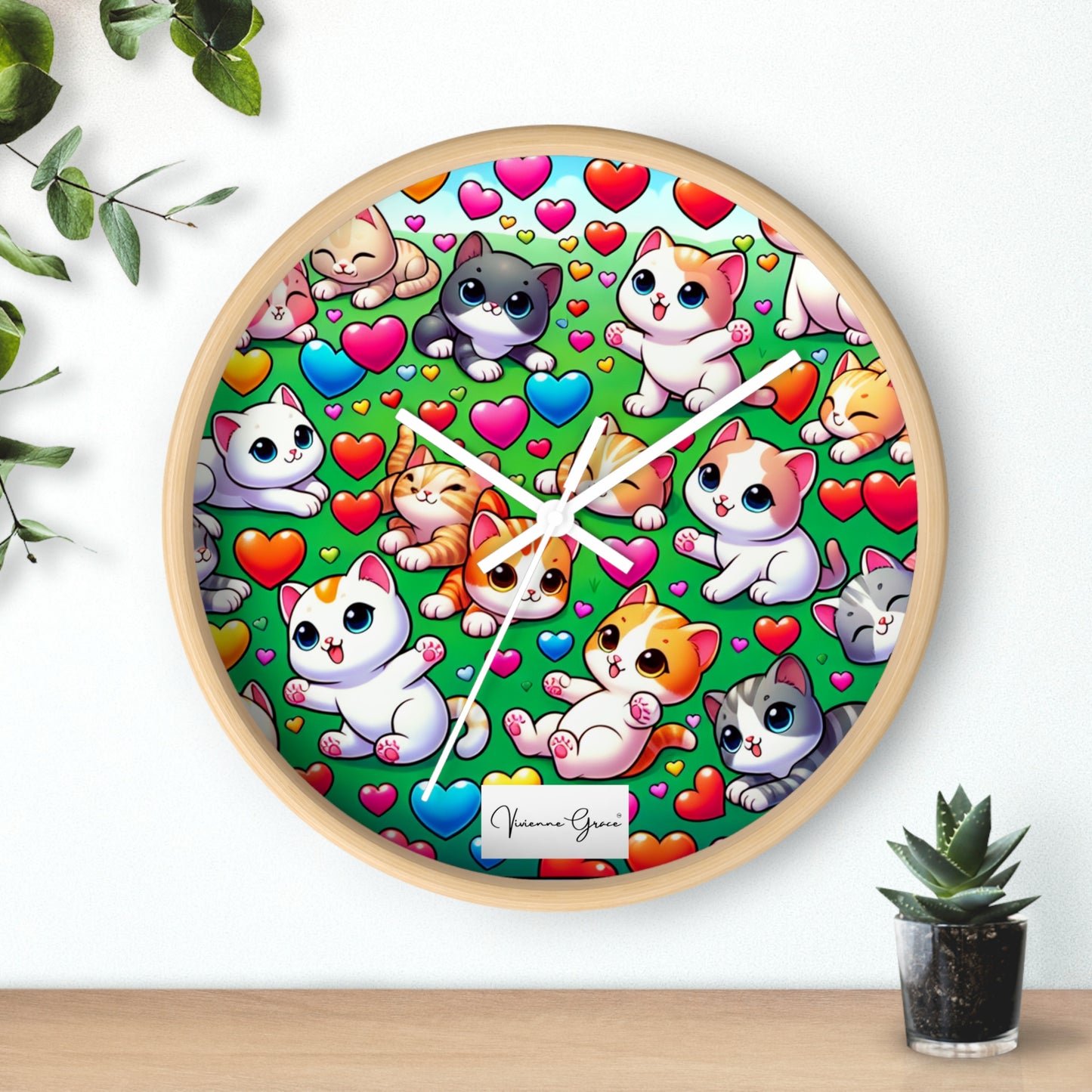 Wall Clock - BRIGHT KITTENS - Vivienne Grace