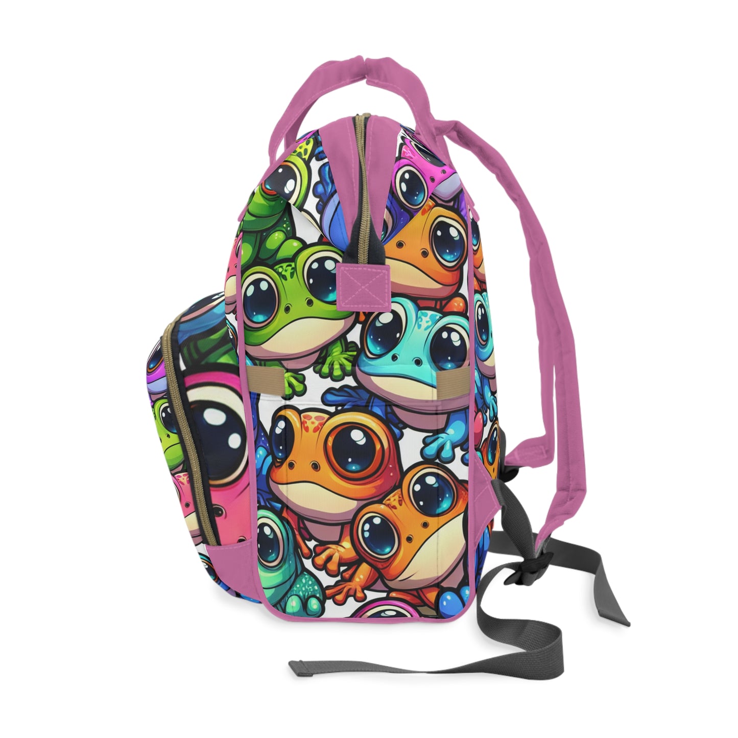 Multifunctional Diaper Backpack - FUNNY FROGS (pink)