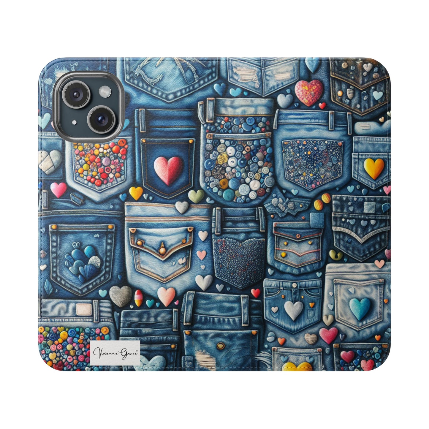 IPhone - Flip Case - BLUE JEANS - Vivienne Grace