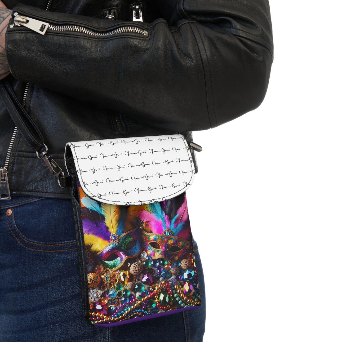 Small Cell Phone Wallet - MARDI GRAS - Vivienne Grace