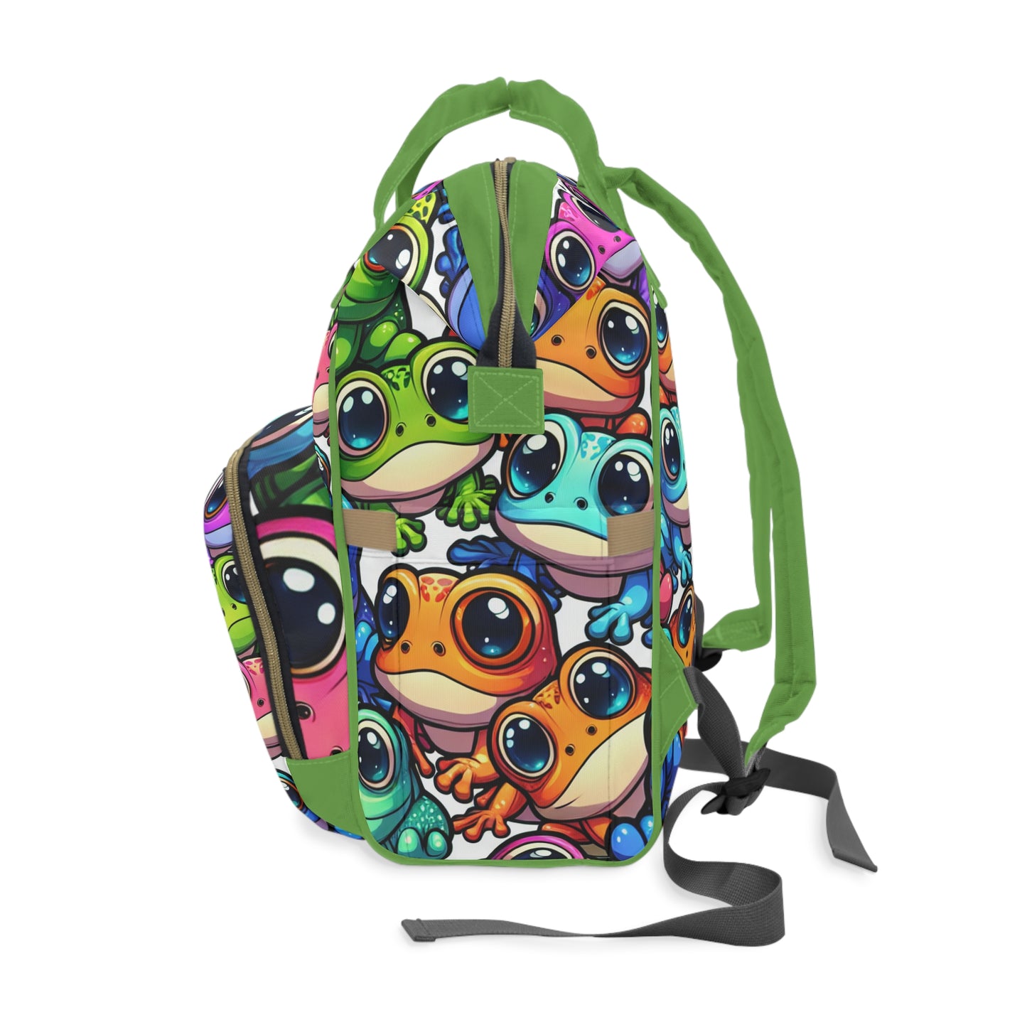Multifunctional Diaper Backpack - FUNNY FROGS (green)