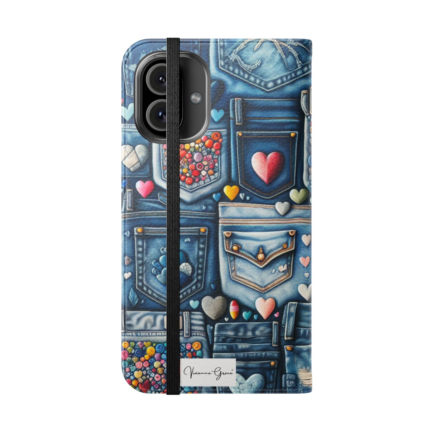 IPhone - Flip Case - BLUE JEANS - Vivienne Grace