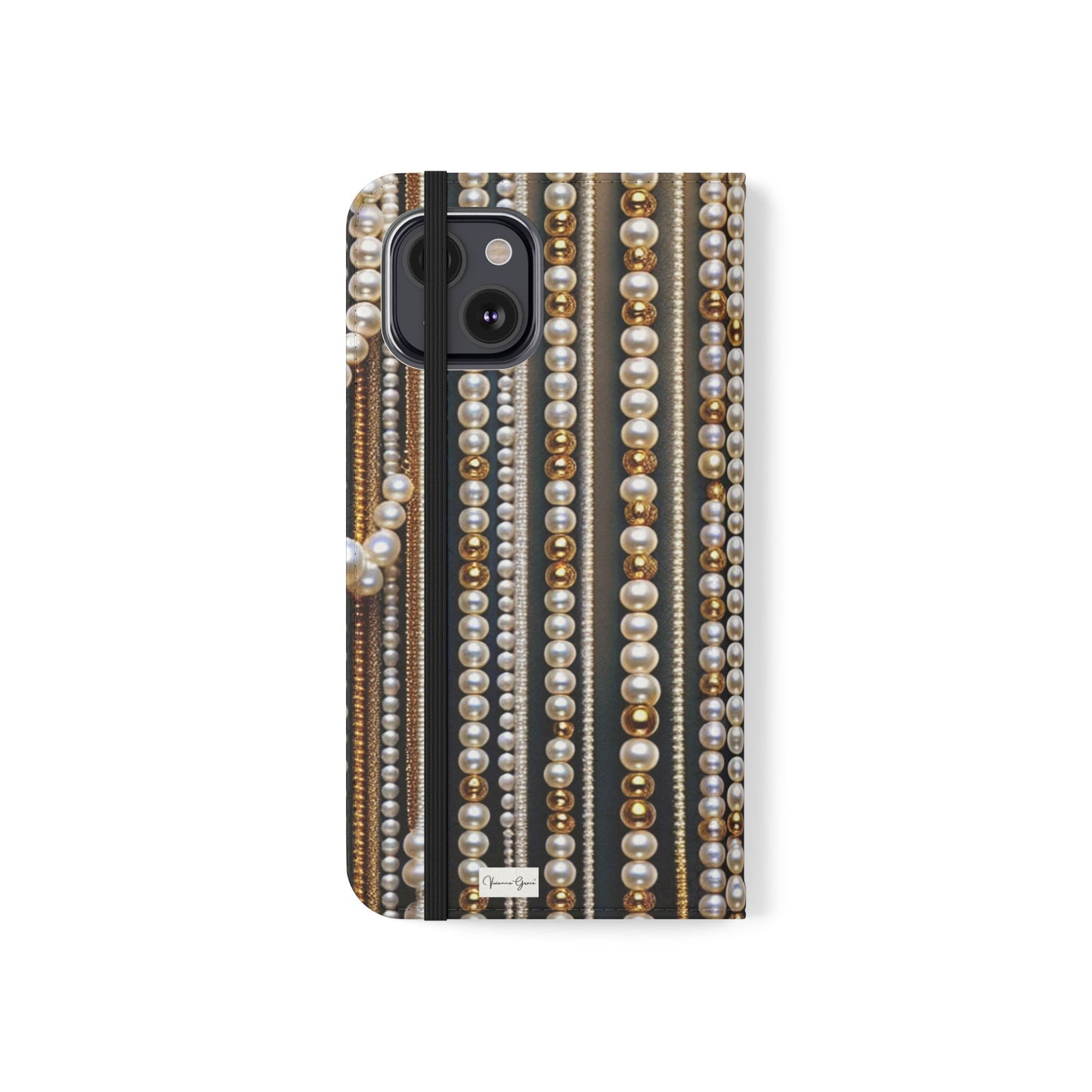 IPhone - Flip Case - PEARLS & GOLD - Vivienne Grace