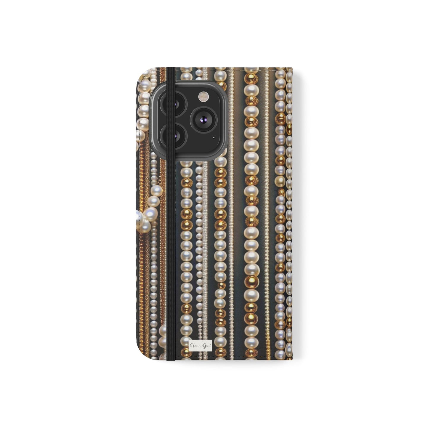 IPhone - Flip Case - PEARLS & GOLD - Vivienne Grace