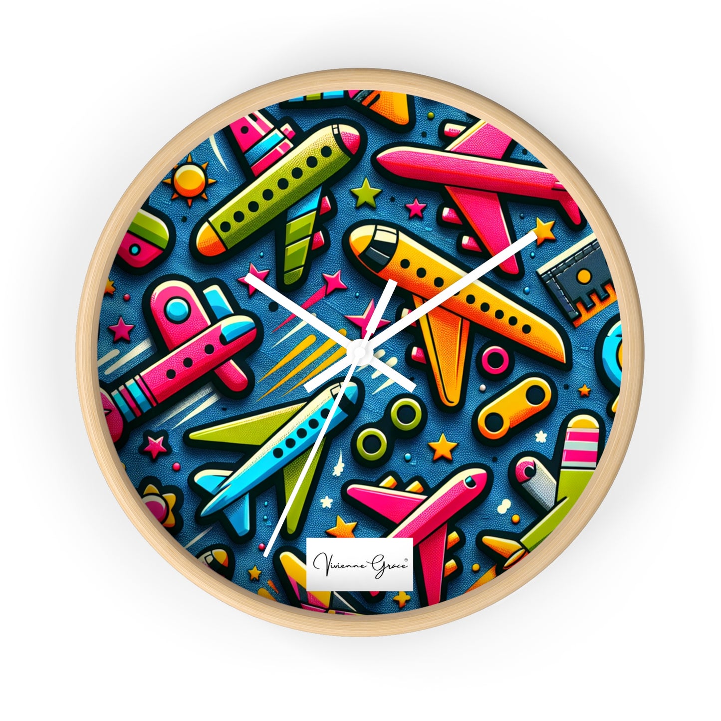 Wall Clock - AIRPLANES - Vivienne Grace