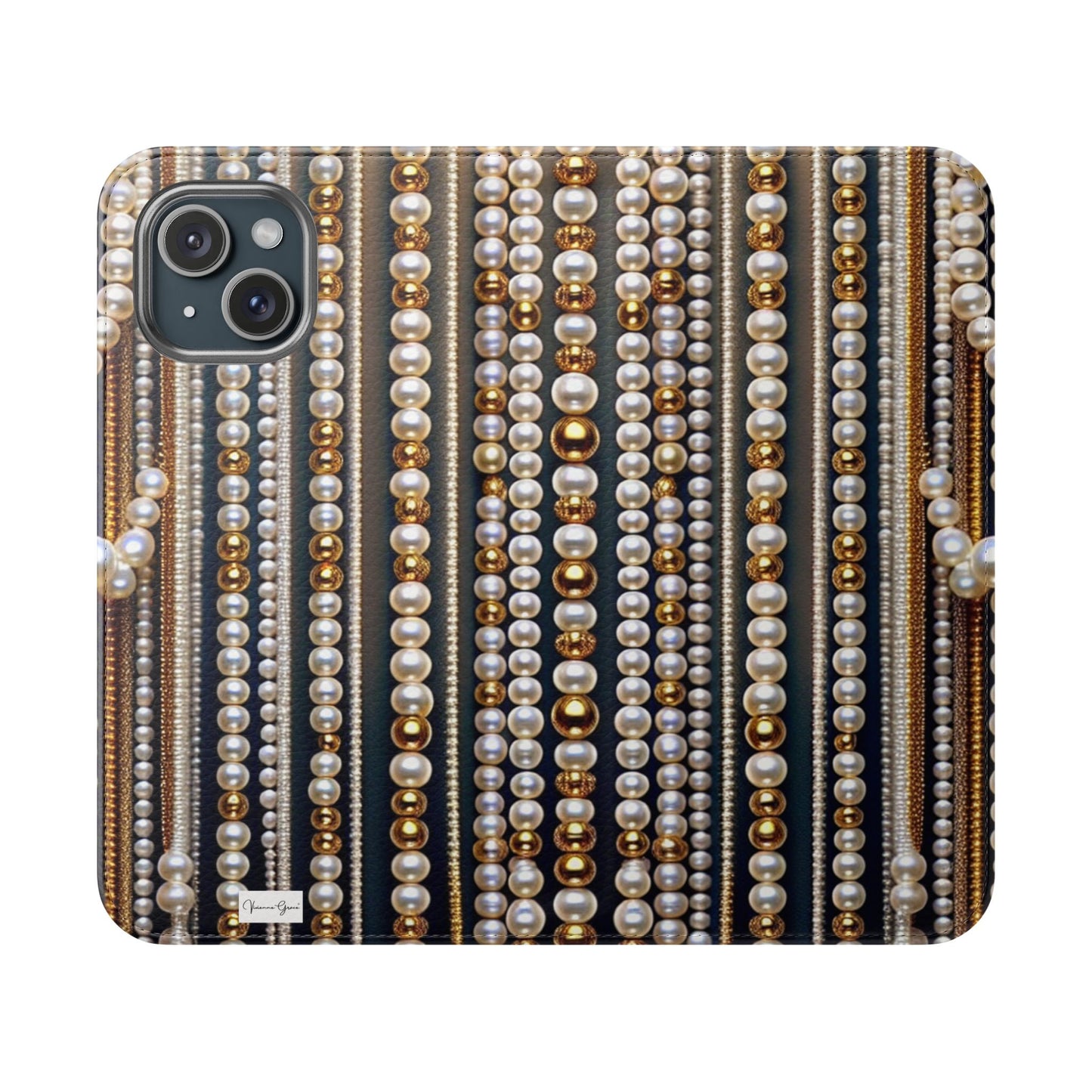 IPhone - Flip Case - PEARLS & GOLD - Vivienne Grace