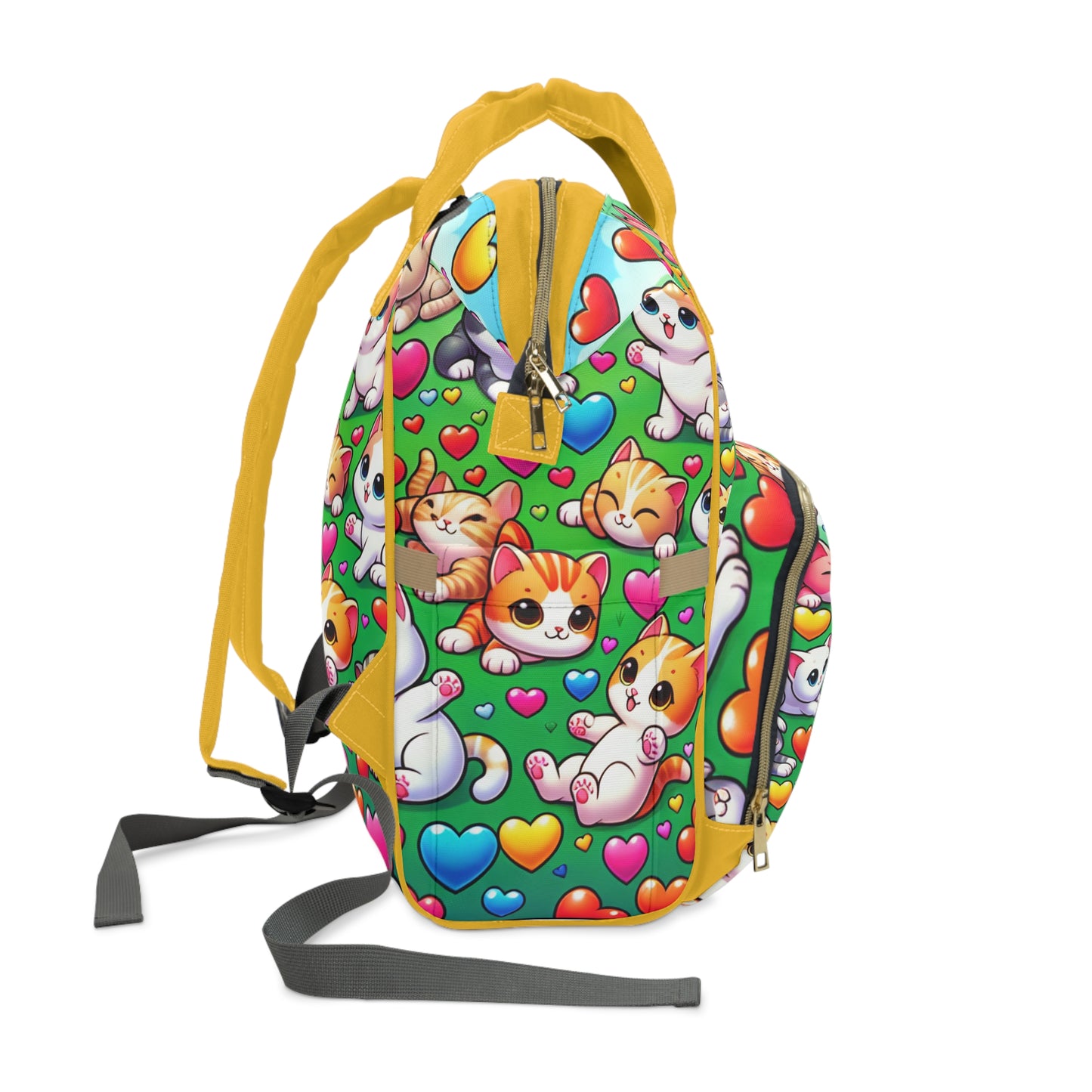 Multifunctional Diaper Backpack - Bright Kittens - Vivienne Grace