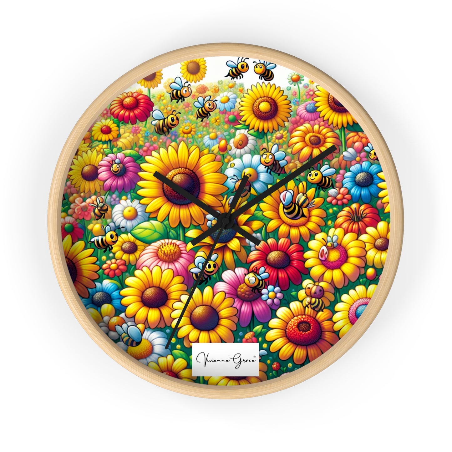 Wall Clock - SUNFLOWERS/BEES
