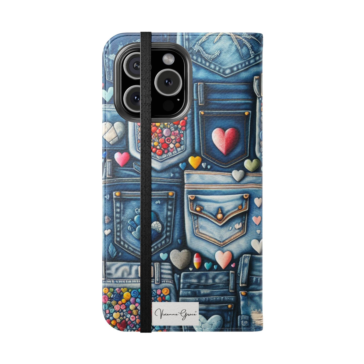 IPhone - Flip Case - BLUE JEANS - Vivienne Grace
