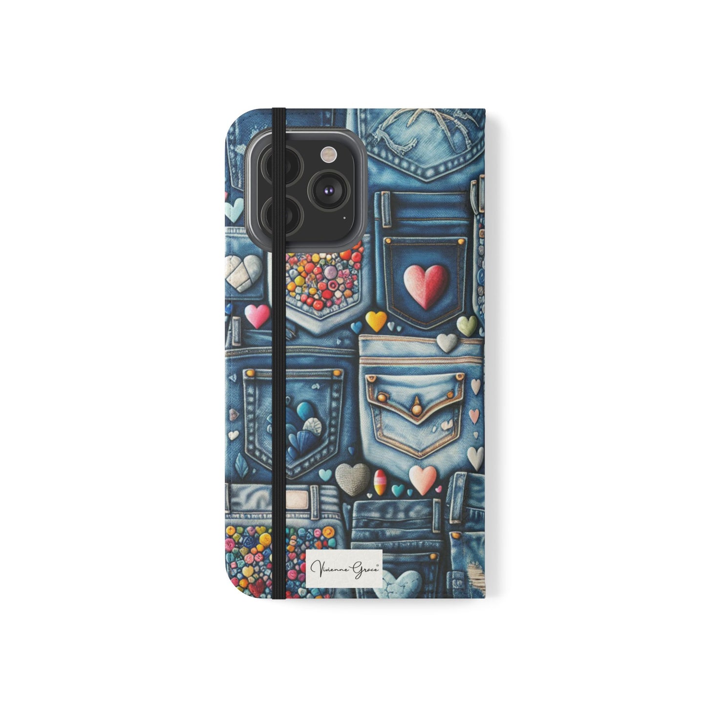 IPhone - Flip Case - BLUE JEANS - Vivienne Grace