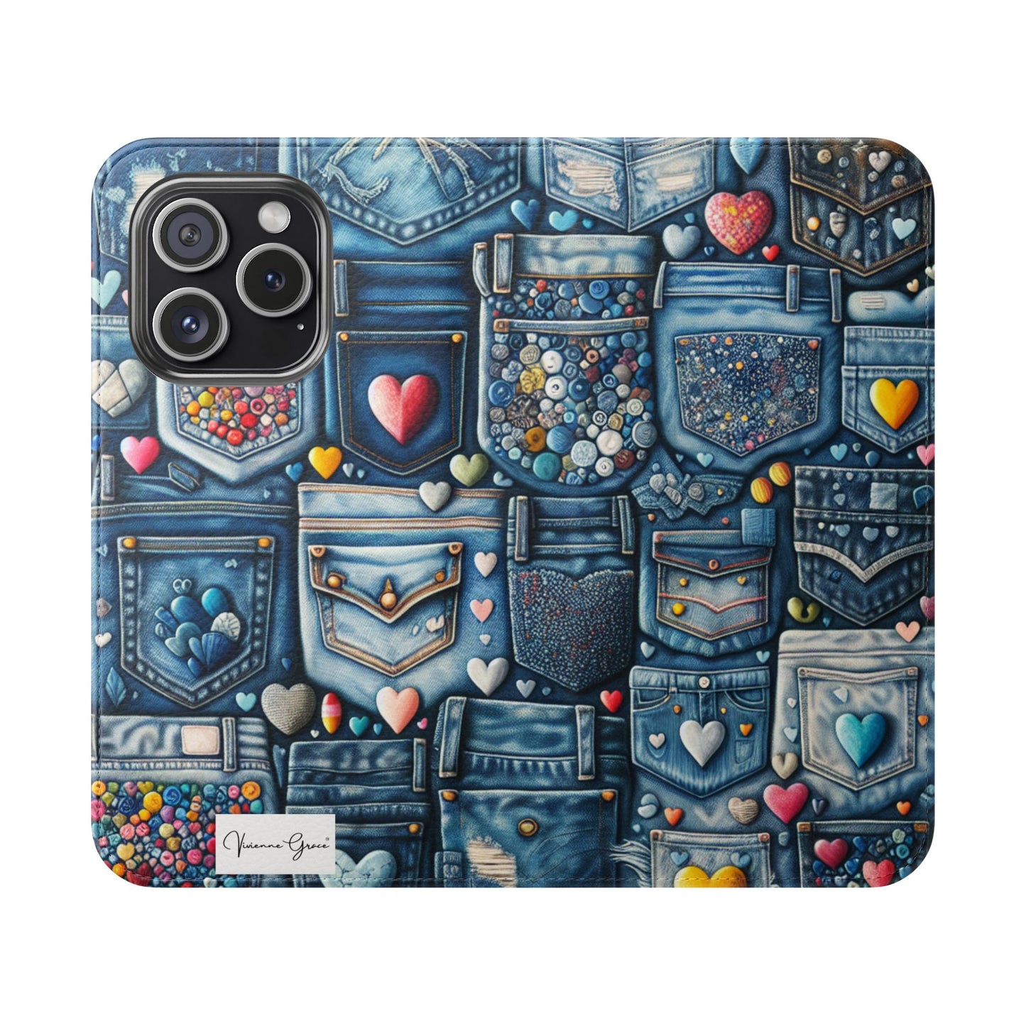 IPhone - Flip Case - BLUE JEANS - Vivienne Grace