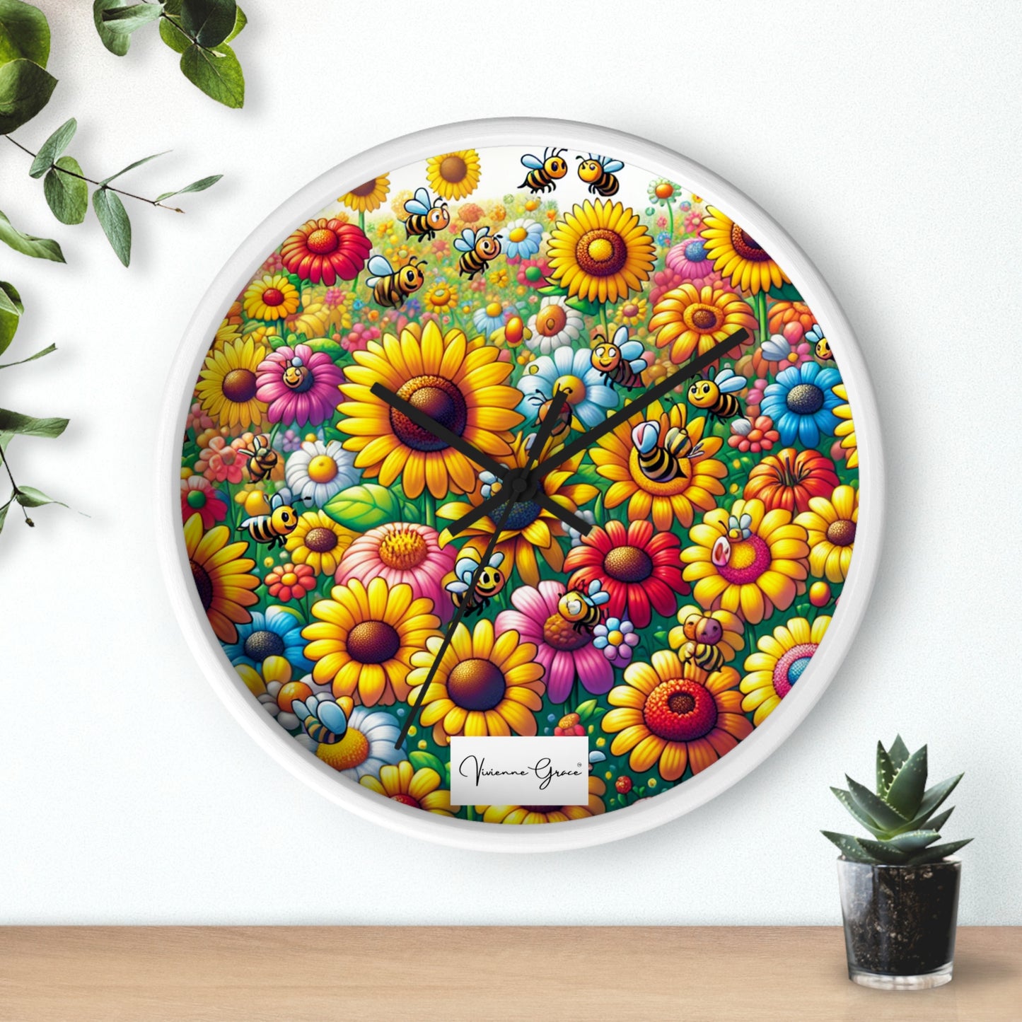 Wall Clock - SUNFLOWERS/BEES