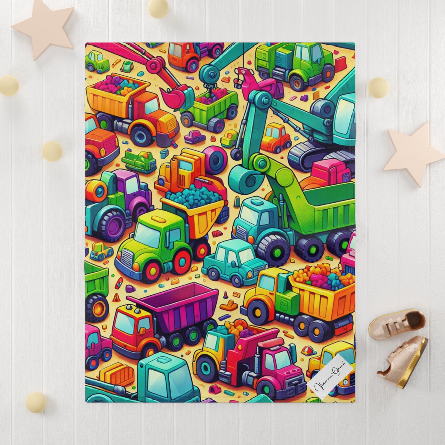 Soft Fleece Baby Blanket - HEAVY EQUIPMENT TOYS - Vivienne Grace