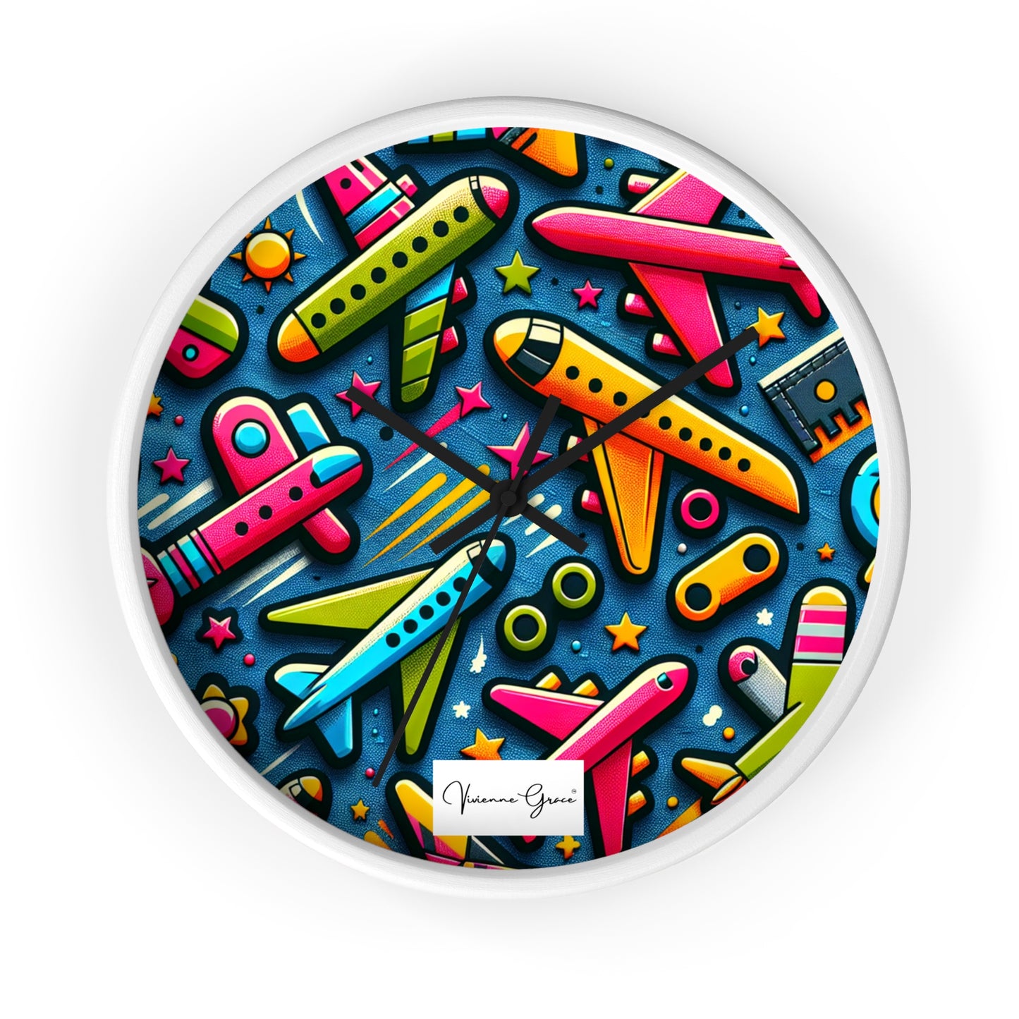 Wall Clock - AIRPLANES - Vivienne Grace