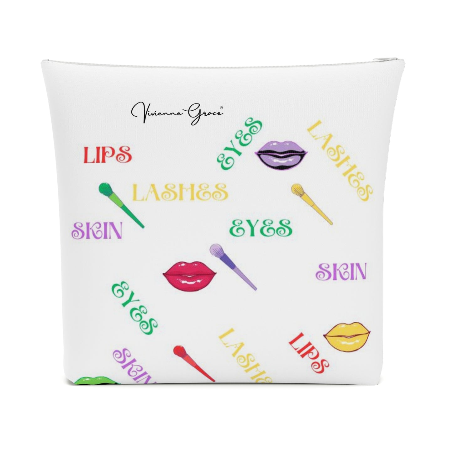 Cotton Cosmetic Bag - FUN (white) - Vivienne Grace