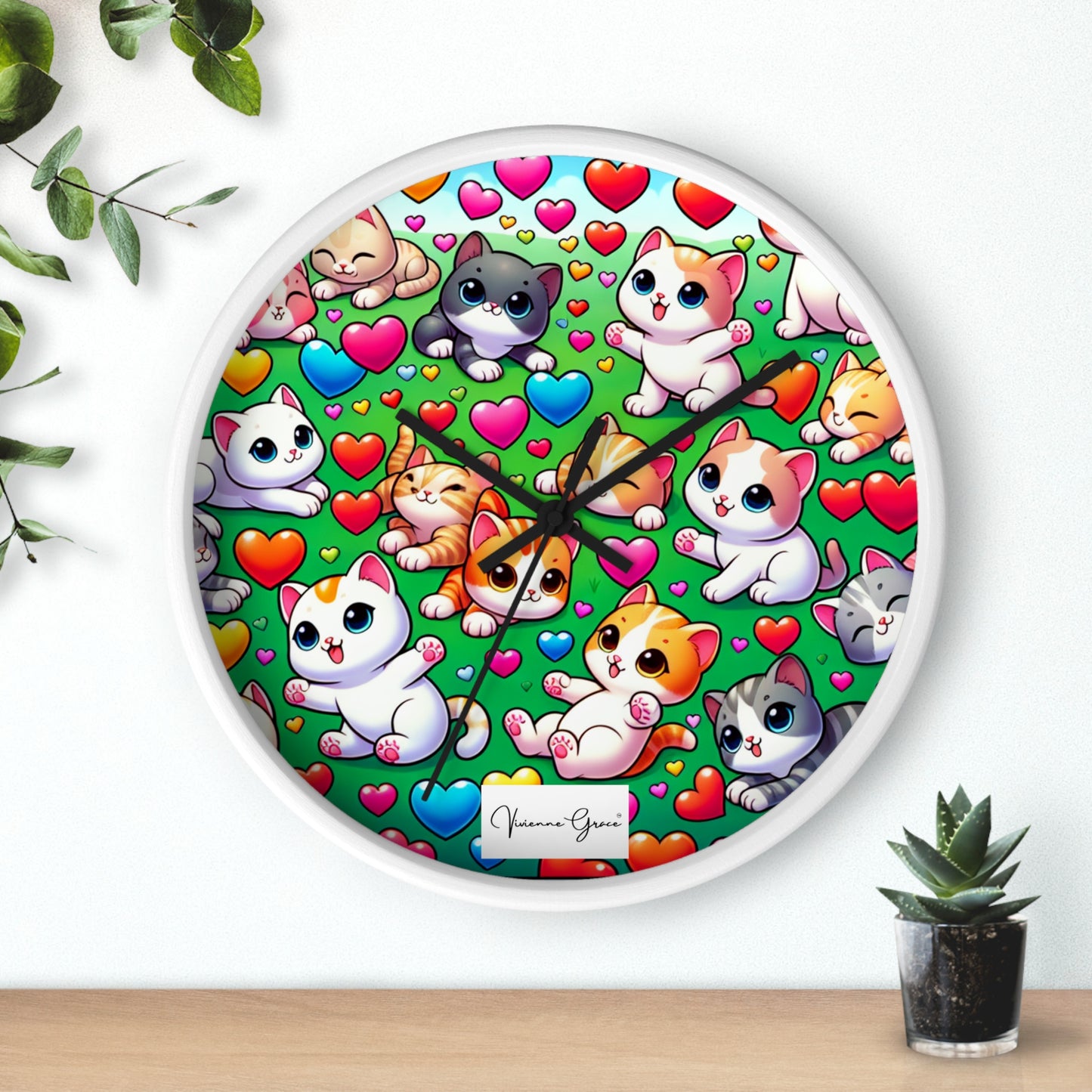 Wall Clock - BRIGHT KITTENS - Vivienne Grace