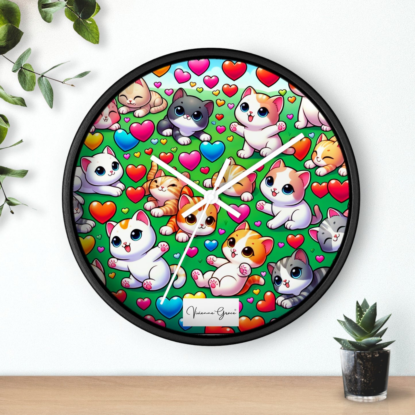 Wall Clock - BRIGHT KITTENS - Vivienne Grace