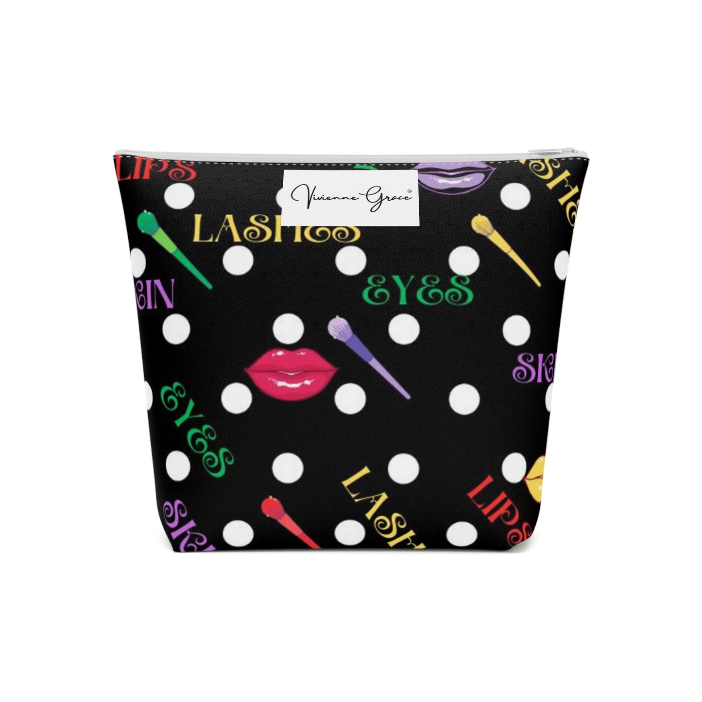 Cotton Cosmetic Bag - FUN (black) - Vivienne Grace
