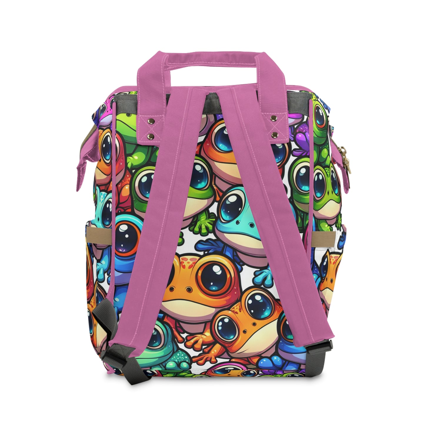 Multifunctional Diaper Backpack - FUNNY FROGS (pink)