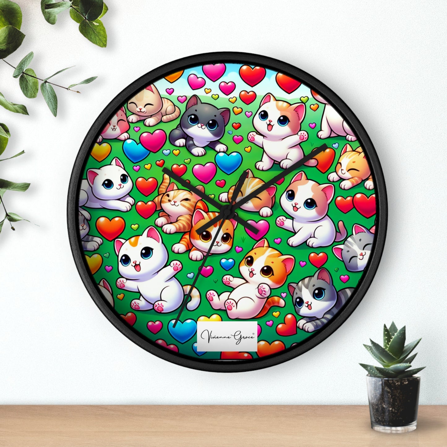 Wall Clock - BRIGHT KITTENS - Vivienne Grace
