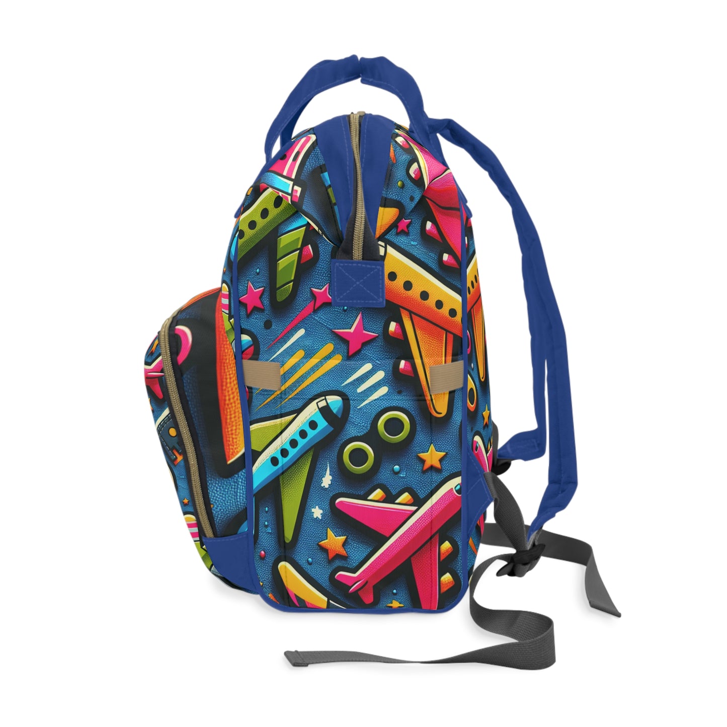 Multifunctional Diaper Backpack - AIRPLANES (Blue) - Vivienne Grace