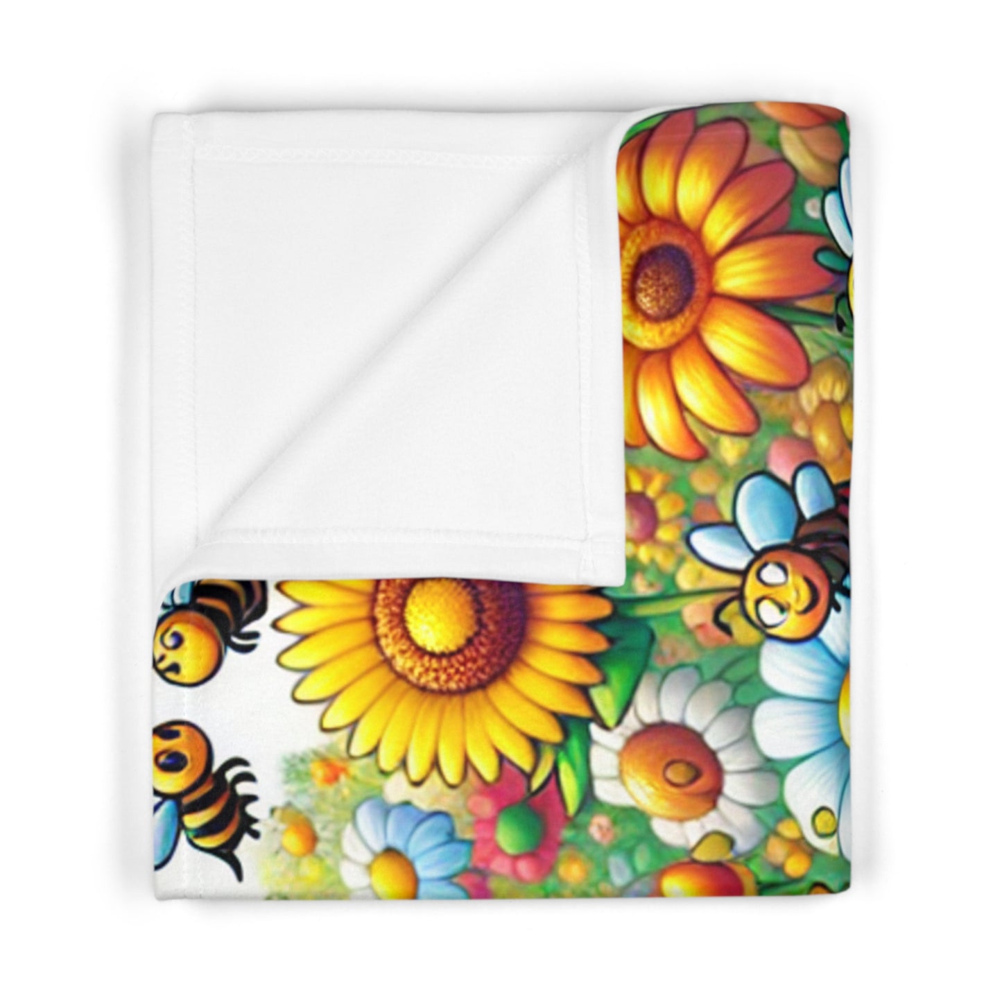 Soft Fleece Baby Blanket - SUNFLOWERS/BEES