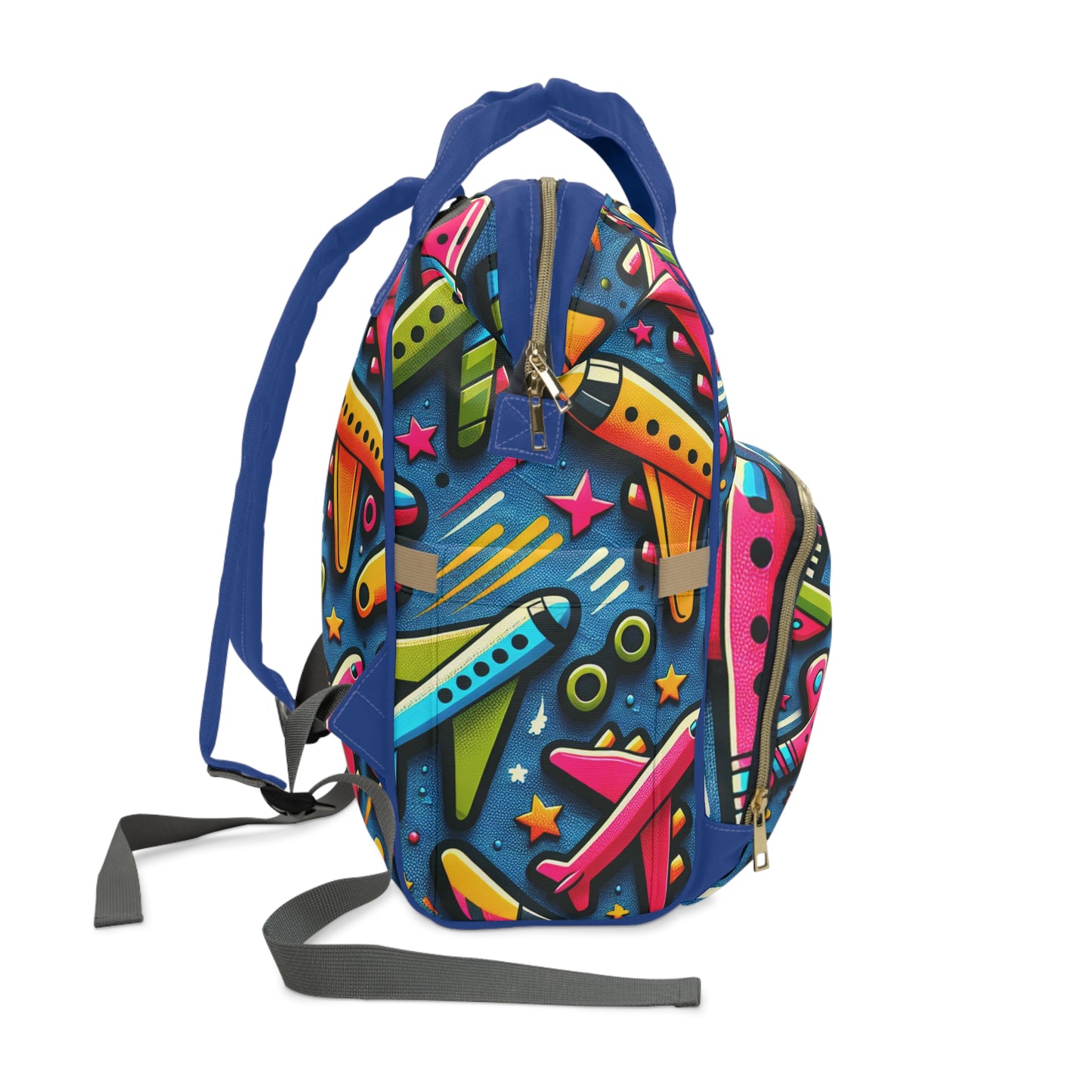 Multifunctional Diaper Backpack - AIRPLANES (Blue) - Vivienne Grace